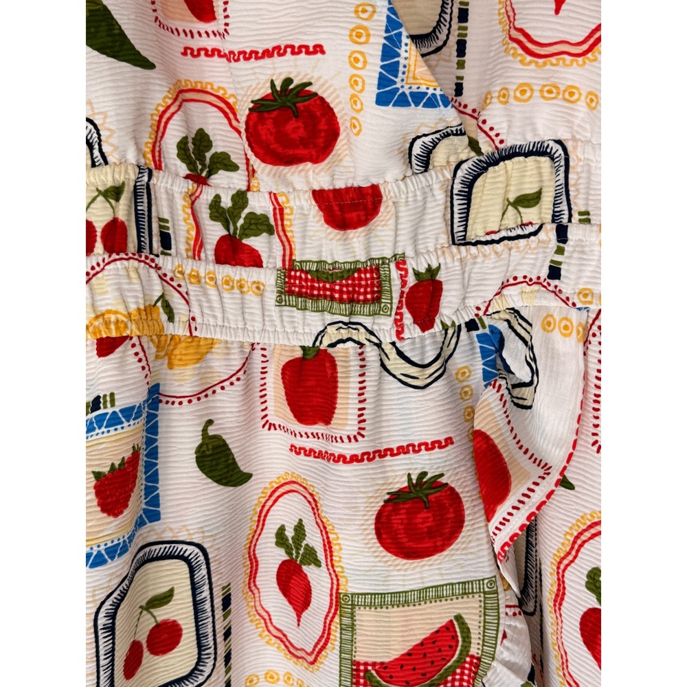 Women's Euro Summer Dress Ruffle Dress Tomato Lemon Flutter Sleeve Large - Picture 6 of 11